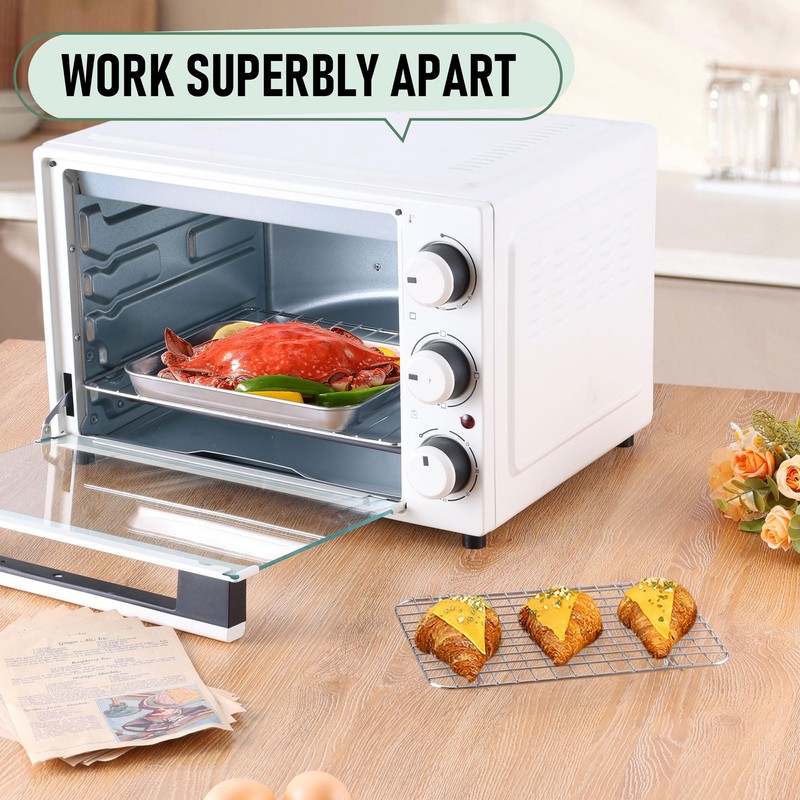 Toaster Oven Pan with Rack Set (2 Small Baking Sheets+2
