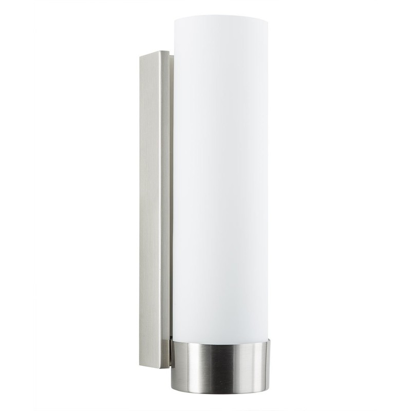 Elina Bathroom Vanity Light – Brushed Nickel w/Frosted Shade -