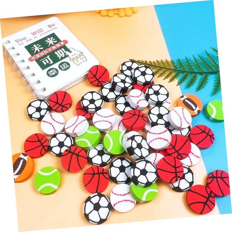 SAFIGLE 90 PCS Multifunctional Erasers Delicate Sports Ball Erasers Portable