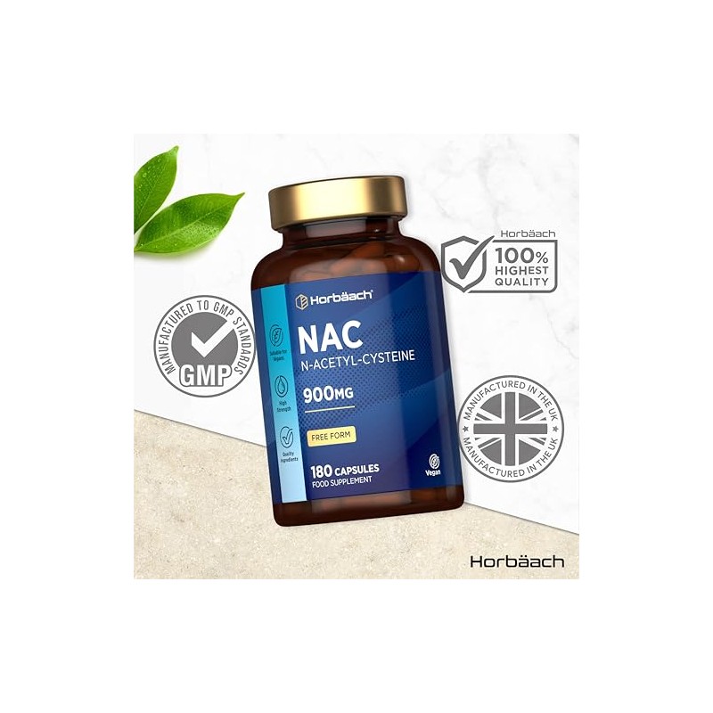 NAC N-Acetyl-Cysteine 900mg Supplement | 180 Vegan Capsules | Amino