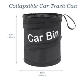 ALMLWIAJ Car Bin - Foldable and Water Resistant Auto Trash Bag Camp for Garbage and Litter Storage and Collection (Black-A)