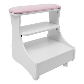 PIAOCAIYIN Foot Bath Stool with Wheels, Foot Bath Trolley Foot Rest Pedicure Manicure Chair Foot Bath Spa Cart Nail Foot Rest Stand for Beauty Salon/Nail Tech Spa 44.09 Lbs (White, Pink)