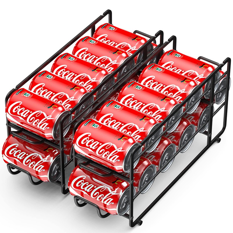 Canyave Soda Can Organizer Storage Rack, 2 Pack Stackable Beverage