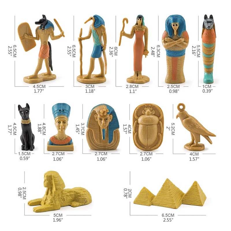 12 Ancient Egypt PVC Miniature Statues, Ornaments with Nebastre, King