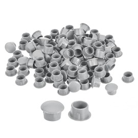 QUARKZMAN 100 Pieces Screw Hole Covers 10mm (3/8") Diameter Plastic Snap-in Shelf Knob Flat Cap for Furniture Cabinet Light Grey