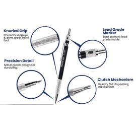 Pacific Arc 2mm Lead Holder and Lead Sharpener, Blue Drafting Pencil for Artist Drawing, Drafting, and Sketching