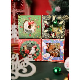 qiqee Christmas Bakery Boxes with Window 52pcs 4x4x2.5 Mini Cookie Boxes Macaron Boxes Small Donut Pastry Boxes for Christmas