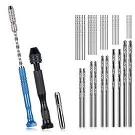 27 Pcs Pin Vise Hand Drills Bits Include 25 Pcs 0.5-3 mm Micro Twist Drill Bits, Pin Vise and Semi-automatic Spiral Hand Drill Rotary Tool for DIY Jewelry Resin Polymer Clay Craft