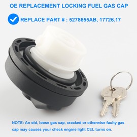 Locking Gas Cap, Lock Fuel Cap Replace 05278655AB, 5278655AB Compatible with Chrysler Dodge Jeep Ram - Challenger Grand Caravan Ram 1500, Grand Cherokee Wrangler JK TJ Liberty Compass Patriot, More