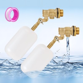 MOGOULUA 1/2 Inch Brass Float Valve with 300 cm PTFE Sealing Tape, Automatic Float Valve with Adjustable Arm Water Level Control Valve for Cattle Drinkers, Dog Drinks, Swimming Pools, Aquaculture