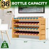 NutriChef Bamboo Stackable Wine Rack, 4-Tier 36 Bottle Capacity Wine
