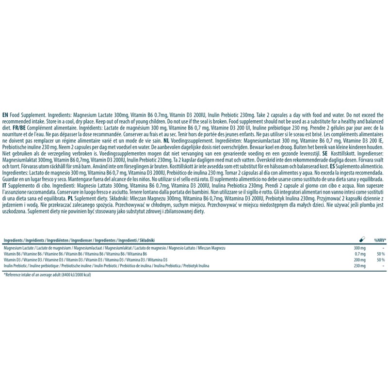 Immune Boost Magnesium Lactate Vitamins B6 & D3 and Inulin