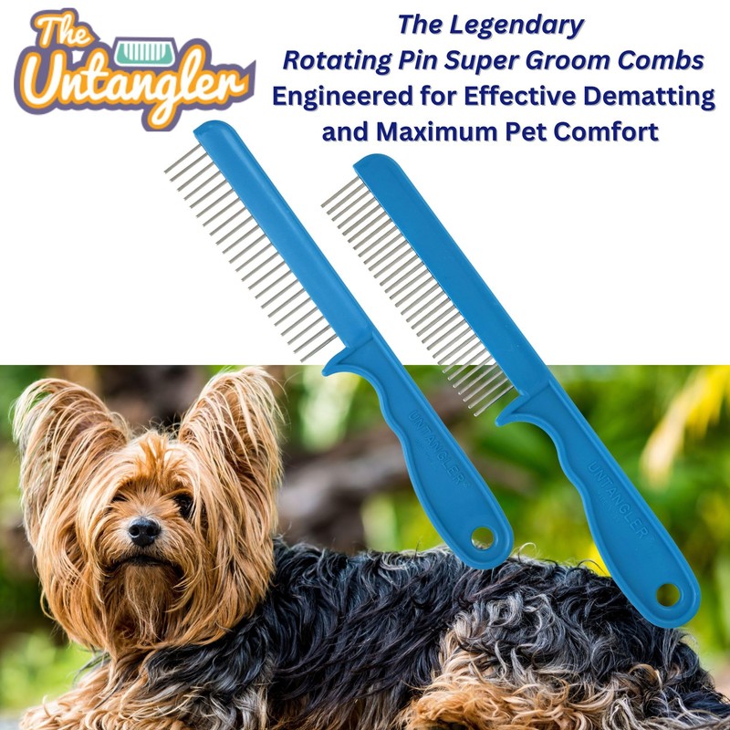 Untangler Super-Groom Combs with Smooth Rotating Teeth for Painless Mat