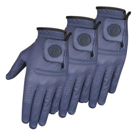 SAGE GEAR Men Premium Blue Cabretta Leather Golf Gloves for All Weather Conditions - For Both Left and Right Handed Golfers - Multiple Qty Packs (L - Pack of 3 Gloves), Worn on Left Hand