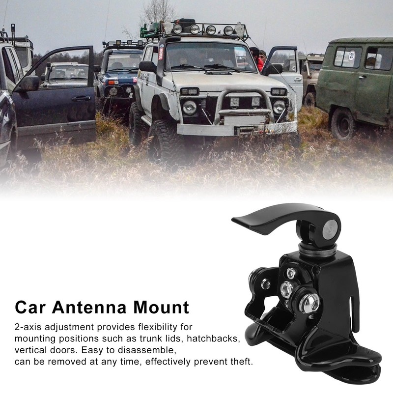 Radio Antenna Mount Bracket 180° Rotatable Stainless Steel Rustproof Black