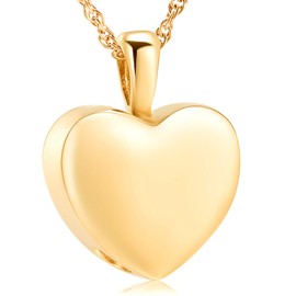 Cremation Jewelry Urn Necklaces for Ashes Holder - Heart Locket Pendant Necklace Jewelry - Keepsake Funeral Urns Memorial Gift for Women/Men(Gold, Stainless Steel)