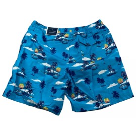 Club Room Shorts Mens size Medium Blue Palm Trees Camper R Mesh Lined Swim New