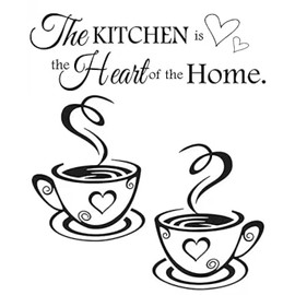 Wajade 2 Sets Kitchen is The Heart of The Home Wall Sticker Quotes Motivational Wall Decals,Family Inspirational Wall Stickers for Kitchen Dinning Room Decoration