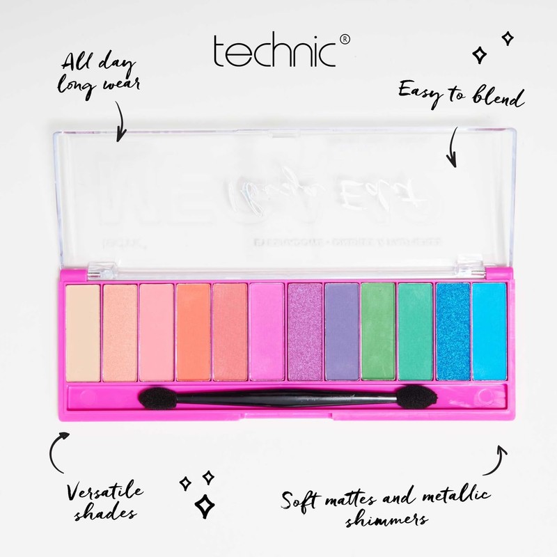 Technic Mega Eyeshadow Palette - 12 Pigmented, Long Lasting, Easy
