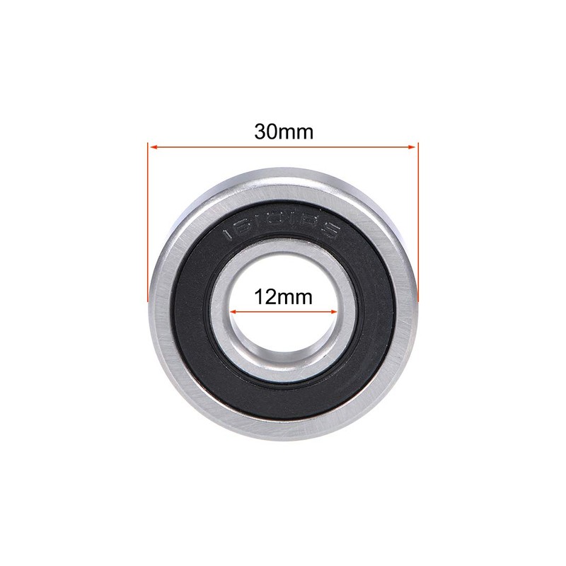 sourcing map 16101-2RS Grooves Double Seal Chrome Z2 Bearing 12x30x8mm