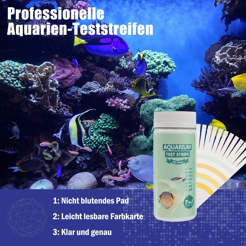 7 in 1 Aquarium Test Strips, 100 Strips Aquarium Test