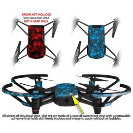 Skin Decal Wrap 2 Pack for DJI Ryze Tello Drone Skulls Confetti Red Drone NOT Included
