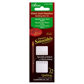 Clover Quilting Needle No 12, Black and Gold