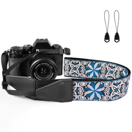 BestSounds Camera Strap, Jacquard Weave 2" Shoulder Neck Straps for All DSLR Cameras Men Women Photographers (Jacquard Blue White)