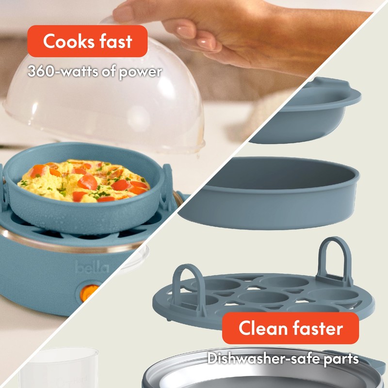 bella Electric Egg Cooker, 7 Eggs Capacity Tray, Single Stack,