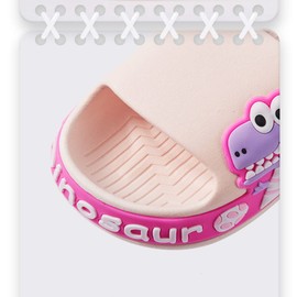 Tianmao Children's Shower Shoes Dinosaur Cartoon Bathing Shoes Summer Flat Slippers Boys Girls Mules Slippers, pink