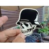 Small Hand made Decal Sticker Smiling SKULL BIKER HELMET Left
