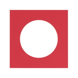 8x8 Mat Bevel Cut for 4x4 Photos - Precut Cardinal Red Circle Shaped Photo Mat Board Opening - Acid Free Matte to Protect Your Pictures - Bevel Cut for Family Photos, Pack of 1 Matboard
