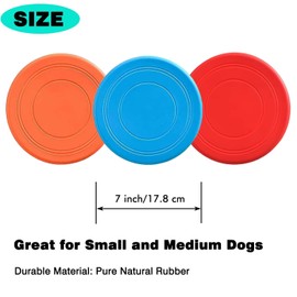 YuanYouTong 3 Pcs 7 Inch Flying Disc Dog Toy, Soft Interactive Flying Saucer Toy, Natural Rubber Indestructible Floating Dog Toys for Outdoor Beach Water Training Throwing Exercise (Blue, Orange, Red)