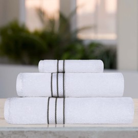Superior Turkish Cotton Ultra-Plush 3-Piece Towel Set, Ideal for Master Bath, Guest Bathroom, Fast Drying, Shower, Spa, Face/Washcloths, Hand, Bath Towels, Absorbent, Home Basics, Charcoal