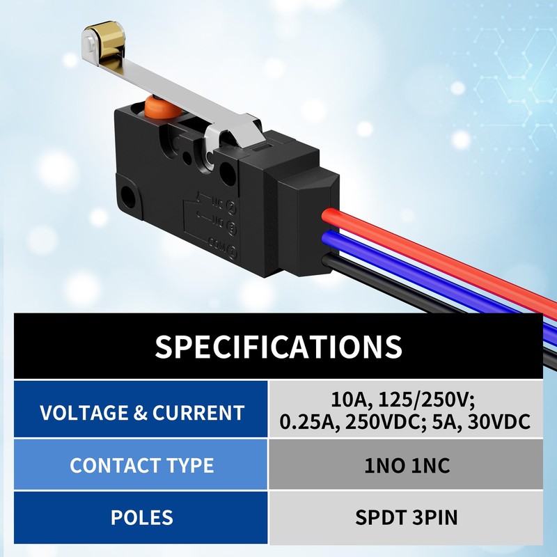 Joinfworld Waterproof Micro Limit Switch with Long Straight Hinge Lever