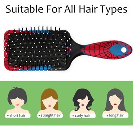 Kids Hair Brush for Boys Girls Toddler - Red Blue Spider Web Detangler Hairbrush for Wet Dry Thin Long Curly Hair Pain-Free Comb Glide Through Tangles with Ease and Massage Scalp