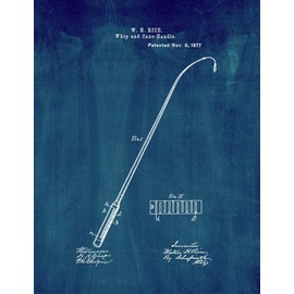 Whip And Cane-Handle Patent Print Midnight Blue (11" x 14") M14212