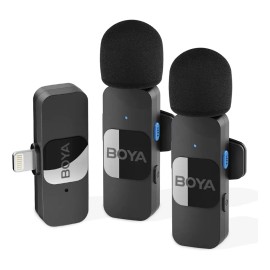 Sistema de micrófono inalámbrico Boya BY-v2 para iOS 2.4G con solapa, negro