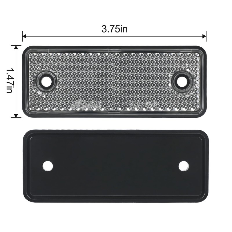 Yinaolan 10 Pack White Screw on Rectangular Reflectors, E11 Approval