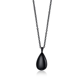 NEHZUS Womens Stainless Steel Waterdrop Pendant Urn Necklaces for Ashes Cremation Jewelry Keepsake Memorial Pendant with 19.68 Inches Chain and Fill Kit (Black)