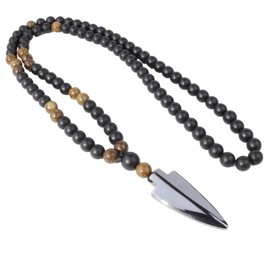 Joddfly Arrowhead Pendant for Men, Beaded Necklace,26.7Inche