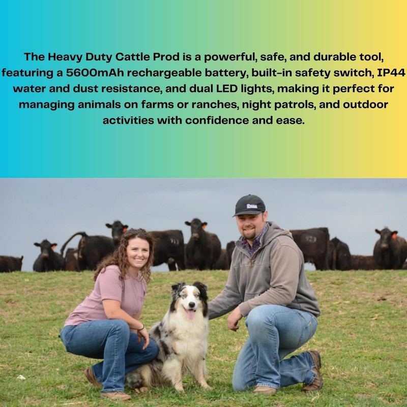Cattle Prod, Rechargeable Electric Livestock Prod with 2 LED Lights,