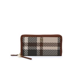 Daks (신세계강남점)DCWA3E210W2 TARTAN CHECK MIX 브라운 타탄체크 가죽배색 지퍼장지갑 (Shinsegae Gangnam) DCWA3E210W2 TARTAN CHECK MIX Brown Tartan Check Leather-Accent Zipper Wallet