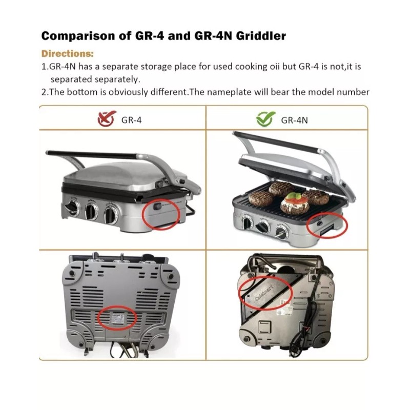 FOCOllK Griddler Plates Replacement for Cuisinart Griddler GR-4NP1 5-in-1,as Cuisinar...