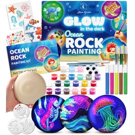 Glow in The Dark Ocean Rock Painting Kit, Arts and Crafts Painting Rocks for Kids, Kids Craft Paint Kits, Craft Activities Kits, Arts and Crafts Gifts for Boys Girls, Birthday Gift, Ages 6 and up