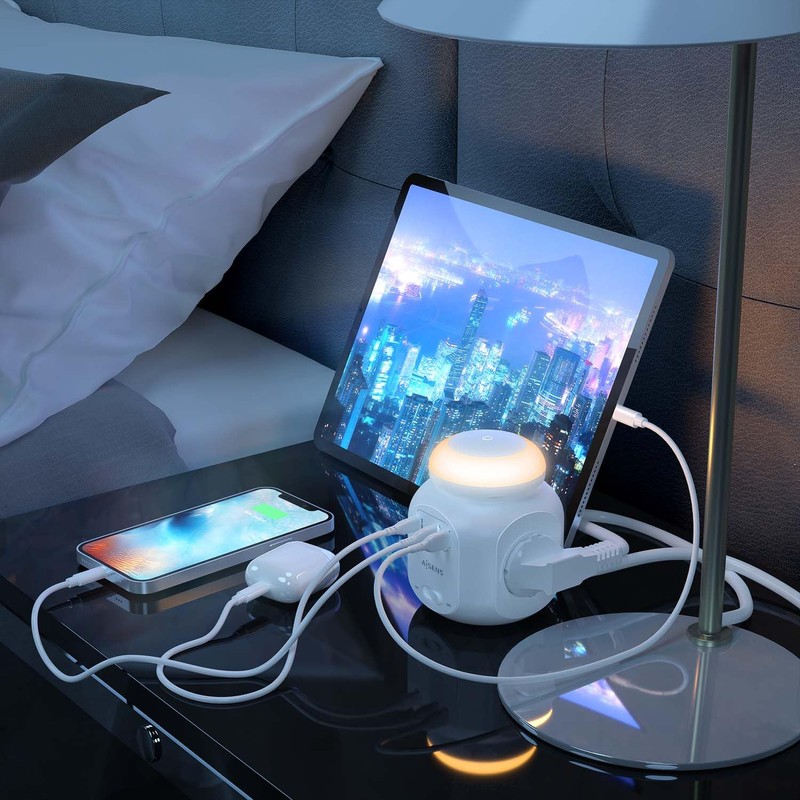 AISENS - ASPS-2A1CLPQ02-W - Multi-Function Power Strip with 4 Outlets