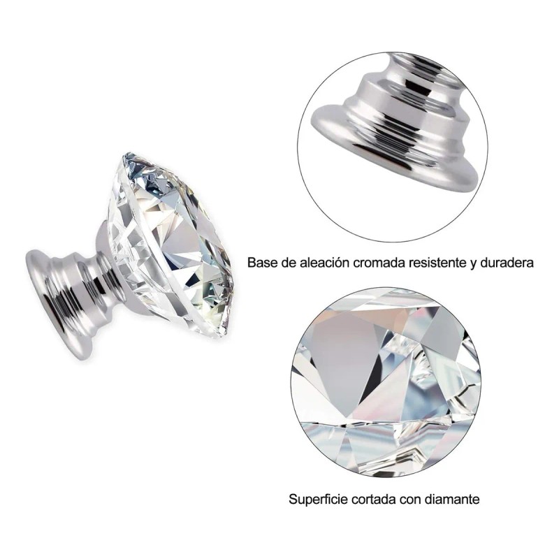 Perillas Manijas Buro Cajón Mueble Cristal Tipo Diamante