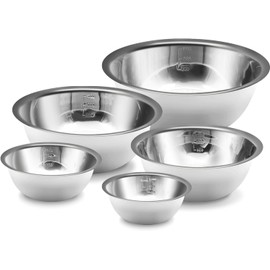 GIOTUK Mixing Bowl Set of 5, Stainless Steel Mixing Bowls with Measurement Markers, Multipurpose Nesting Whisking Bowl Set for Cooking, Baking, Serving, Food,Salad
