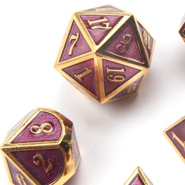 ORUZA DND Metal Dice Set Purple Polyhedral Dice Set D&D Dice Set for Dungeons and Dragons RPG MTG TTRPG Pathfinder Role Playing Table Games Dice Pack of 7