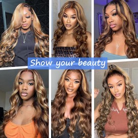 Bafamiya HD Highlight P4/27 Body Wave Wigs Human Hair 200% Density Real Full Large Lace Space 4x4 Highlight P4/27 Body Wave Wigs Human Hair Pre Plucked For Black Women